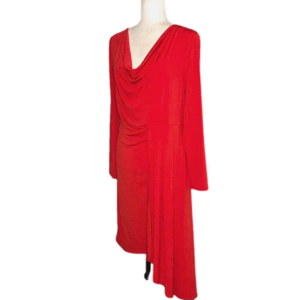 Venus red cowl-neck dress